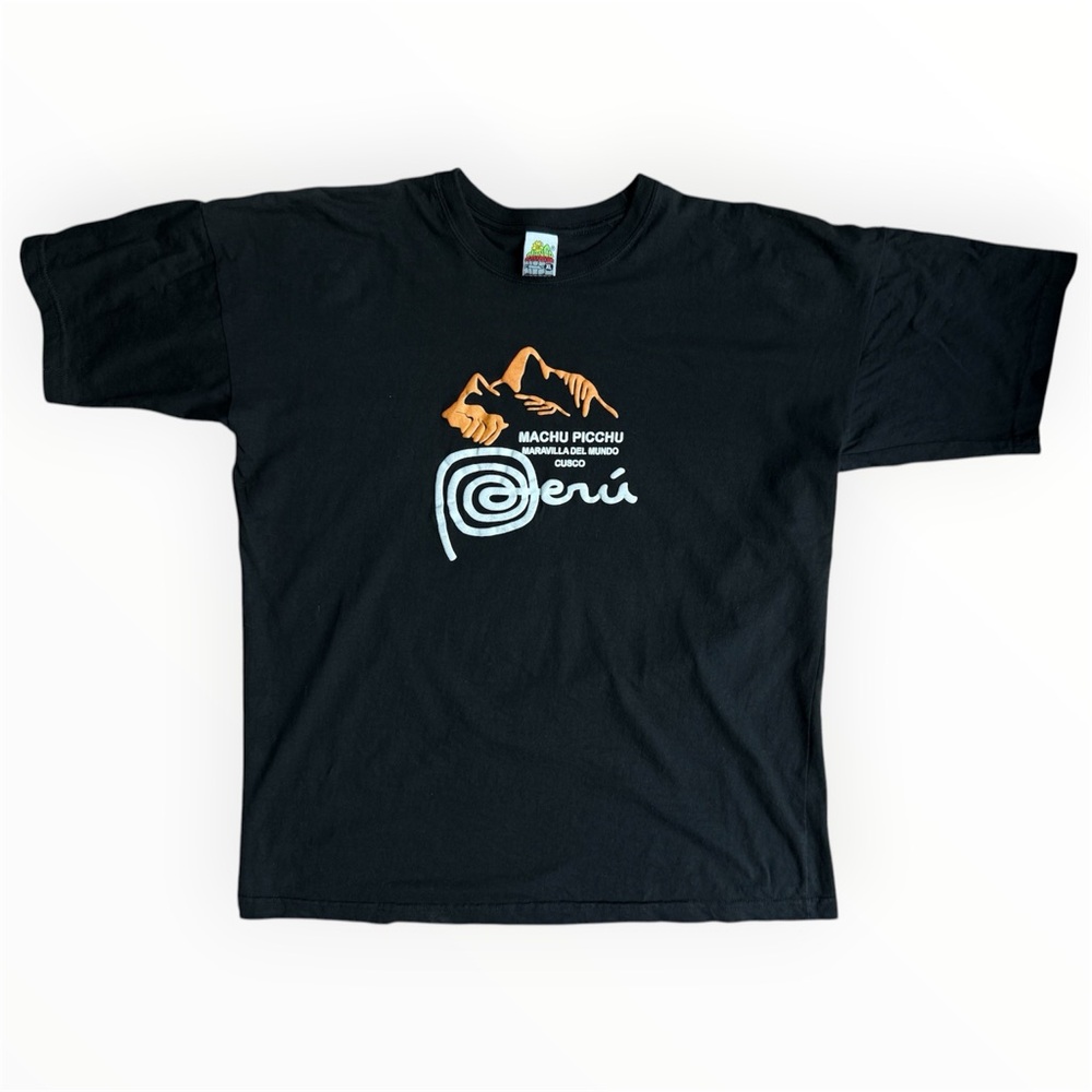 Peru Machu Picchu Men’s T-Shirt Size Large - XL Tee Black Short Sleeve